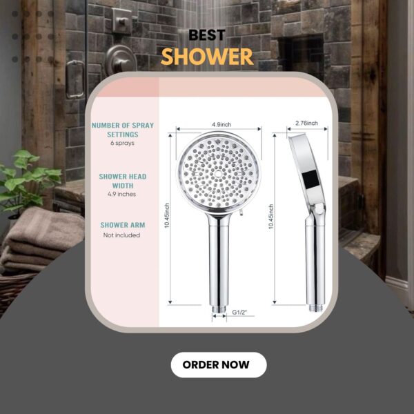 Best water softener for hard water: Matte black high pressure handheld shower head